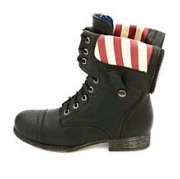 Shoes - Festival Combat Boots w/ American Flag size 9